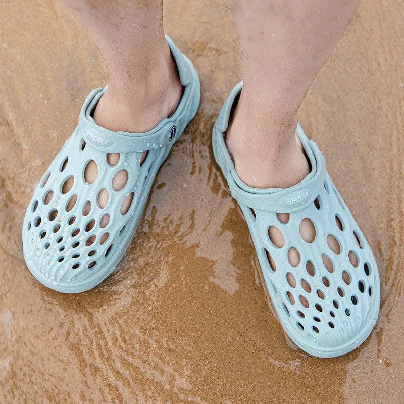 image-Croc Men's Summer Baotou Sandals - Beach Coconut Style - Flat Sole EVA