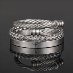 image-Stainless Steel Geometric Bracelet Men - Retro