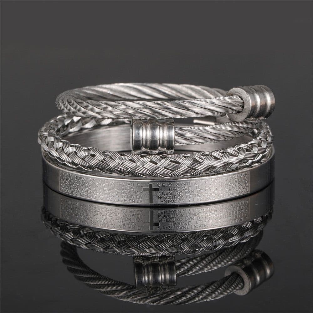 image-Stainless Steel Geometric Bracelet Men - Retro