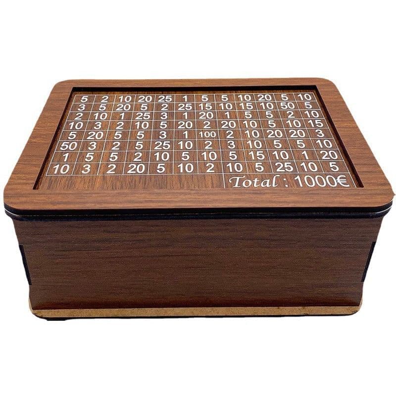 image-Wooden Money Box Counter Piggy Bank Storage