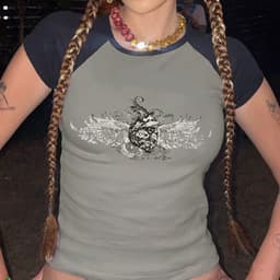 image-Trendy 2022 Retro Raglan Short-Sleeved T-Shirt - Contrasting Wings Print