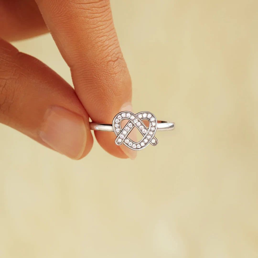 image-Love-Shaped Adjustable Fashion Ring - European/American Style (65 characters)