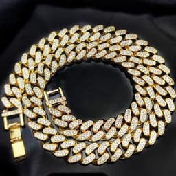 image-Chijomi Alloy Cuban Chain Necklace - Black 70cm