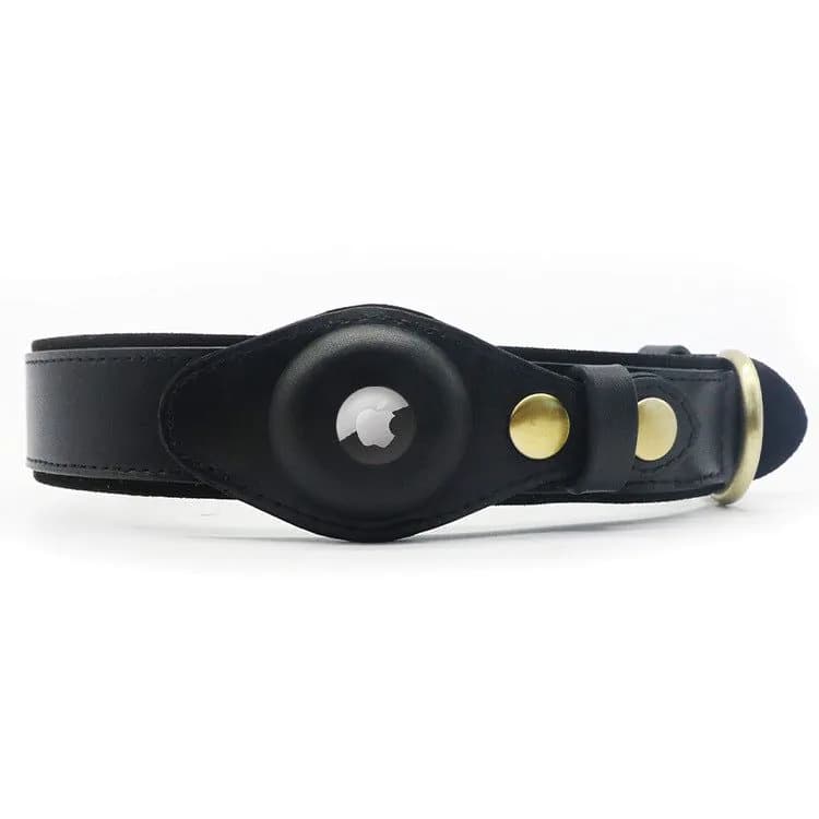 image-Solvo Leather Dog Collar - Brown Apple AirTag M