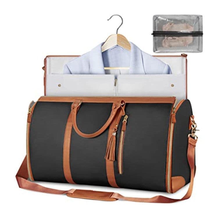 image-Spot Travel Duffle Bag - Off White PU Leather Large