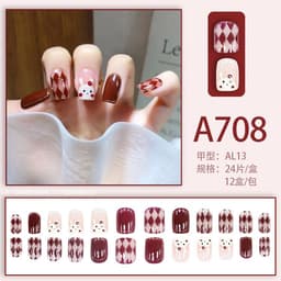 image-Autumn and winter gentle, sweet and pure desire INS style manicure wear nail polish girl whitening printed ice transparent fake nail polish