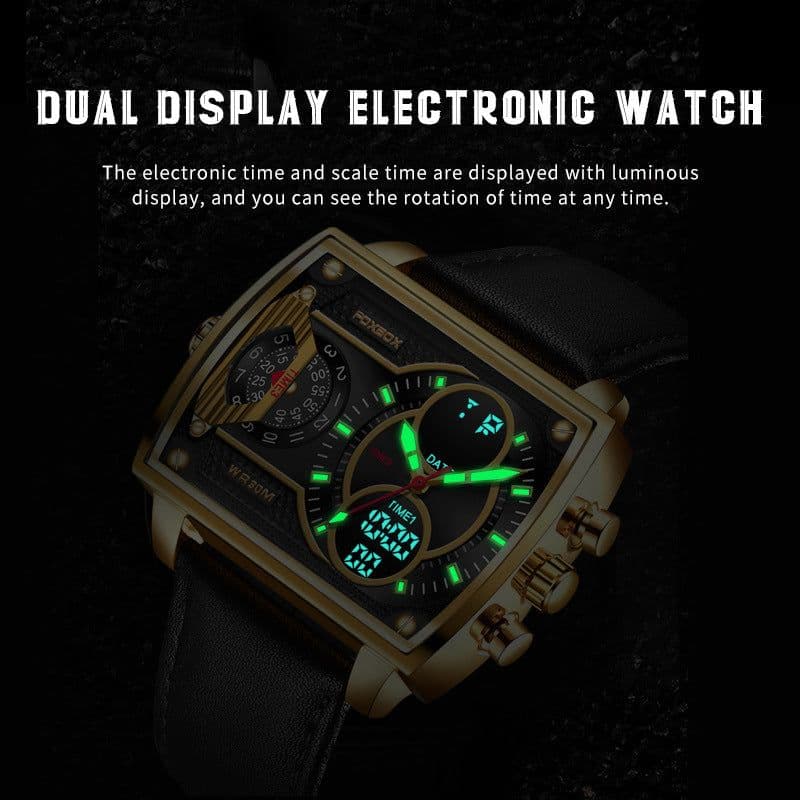 image-FOXBOX Quartz Watch Men 47mm Rectangle Mesh Silver