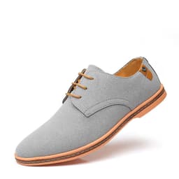 image-Men's Casual Shoes - Camel Suede Lace-Up Size 48