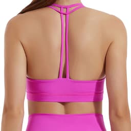 image-Womens Shockproof Gathered Fitness Bra for Running and Yoga Nylon Spandex Nude