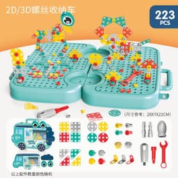 image-Children's pretend screw tightening educational toys simulation electric screwdriver assembly repair tool box baby toys