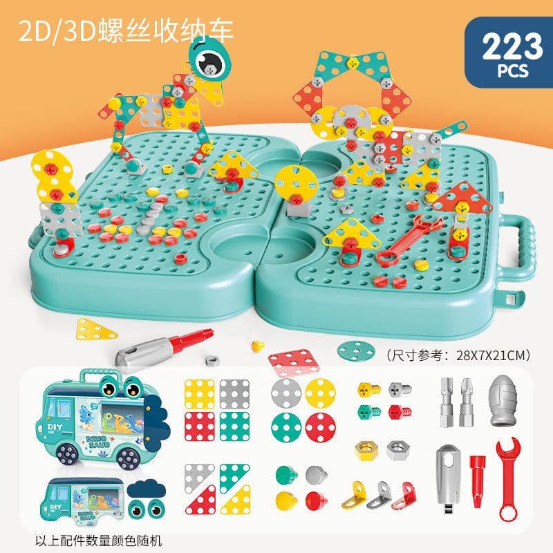 image-Children's pretend screw tightening educational toys simulation electric screwdriver assembly repair tool box baby toys