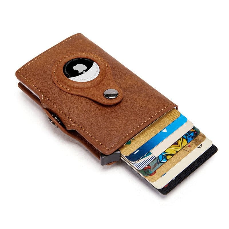 image-Aluminum alloy Airtag positioning wallet aluminum box anti-theft brush credit card bag snap button zipper hand holding creative card box male
