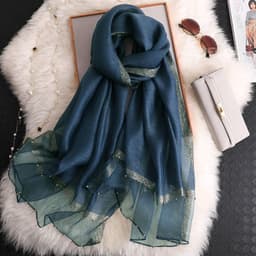 image-Beach Sunscreen Beading Scarf - Women 65*185cm, Thin Wool Blend Shawl (65 characters)