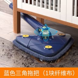 image-Triangular Ceiling Mop - Blue Flat Mop for Wall Tiles, Glass Cleaning
