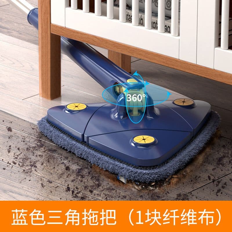 image-Triangular Ceiling Mop - Blue Flat Mop for Wall Tiles, Glass Cleaning
