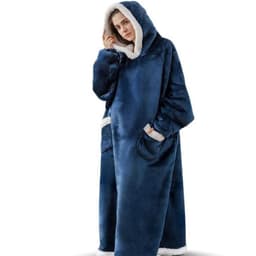 image-Winter blanket extra long vertical pocket fleece lazy blanket flannel lambswool TV TV blanket bathrobe