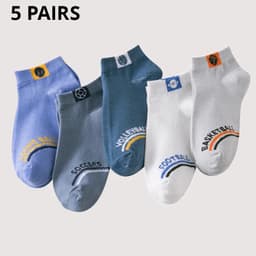 image-Men's Ankle Socks - Breathable Cotton Sports Socks