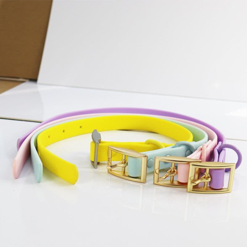 image-PVC Waterproof Pet Collar - Pink, Yile Tech, Traction Belt, Outdoor Use, Dog, All Seasons
