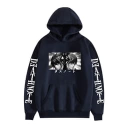 image-Death Note Cartoon Hoodie Large Pocket Velvet Sweatshirt Winter - Khaki A