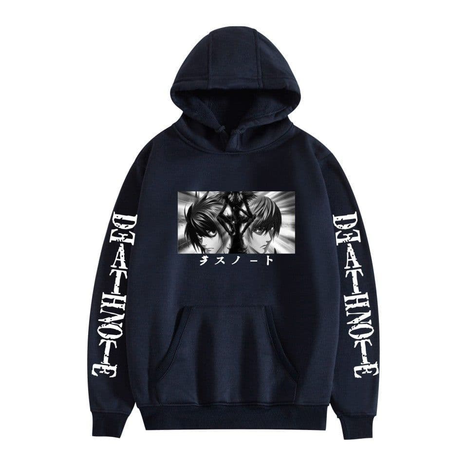 image-Death Note Cartoon Hoodie Large Pocket Velvet Sweatshirt Winter - Khaki A