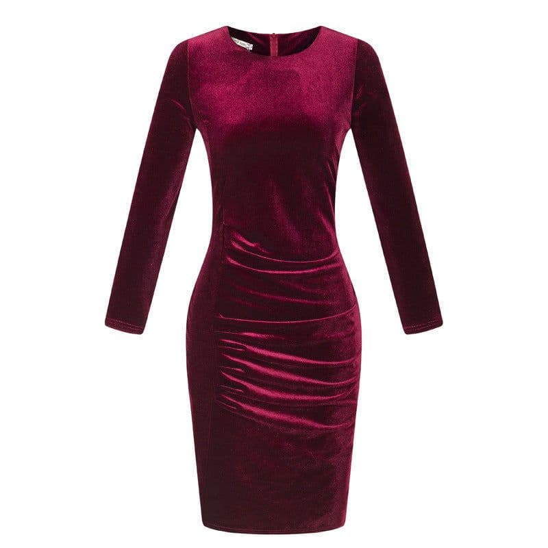 image-Livagirl Korean Velvet Dress - Green XXXL Long Sleeve