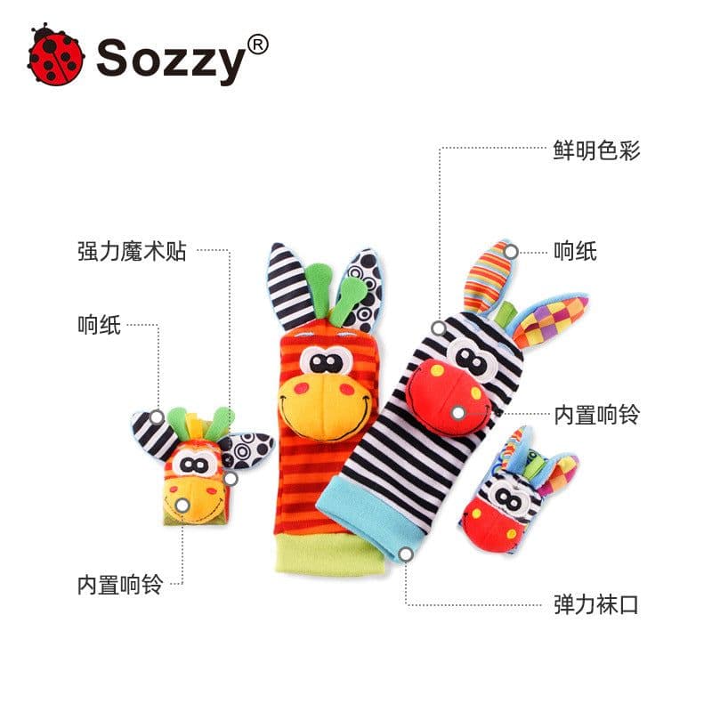 image-Sozzy Baby Rattle Socks Wrist Strap 0-1Y