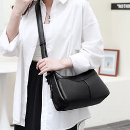 image-Beauty Bird Shoulder Bag - Black PU Dumpling Style