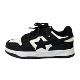 image-Dai Lulang Sneakers - Black/White Star Chic Sports Shoes, Unisex, Low Top, 44, TPR Sole