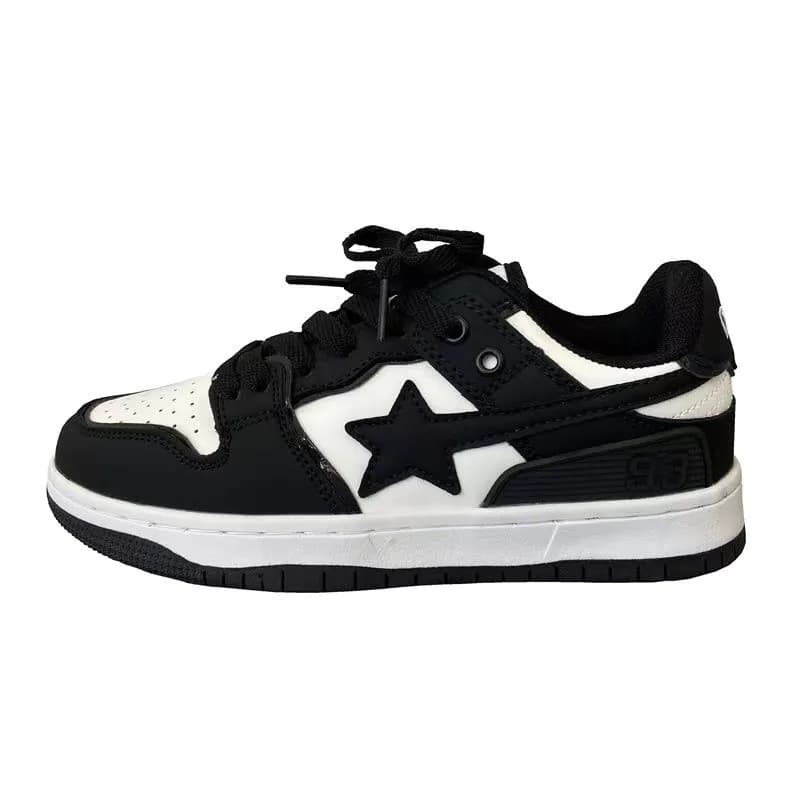 image-Dai Lulang Sneakers - Black/White Star Chic Sports Shoes, Unisex, Low Top, 44, TPR Sole