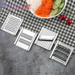 image-A large number of stock cross-border grater Stainless steel grater Three blades interchangeable multi-function vegetable cutter