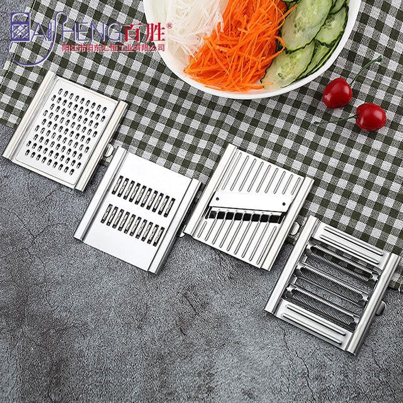 image-A large number of stock cross-border grater Stainless steel grater Three blades interchangeable multi-function vegetable cutter