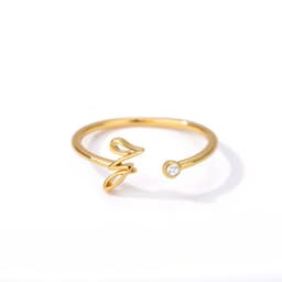 image-Cross-border simple letter ring English letter ring women's opening adjustable ring name ring spot