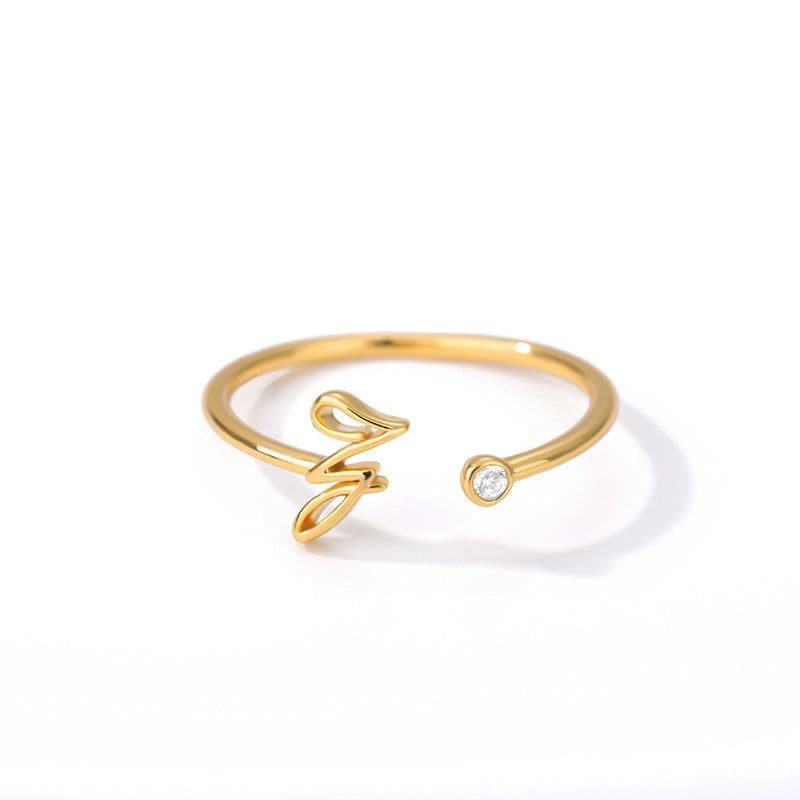 image-Cross-border simple letter ring English letter ring women's opening adjustable ring name ring spot