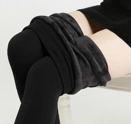 image-Winter High Waist Velvet Padded Leggings Women Black