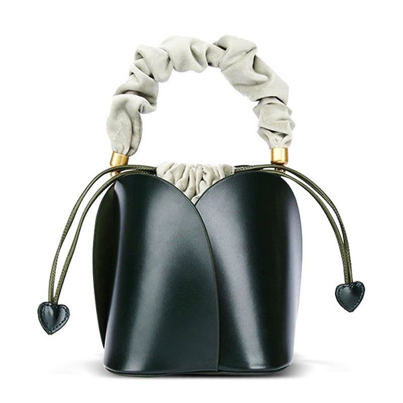 image-GUTT'SMEI Bucket Bag - Dark Green Genuine Leather