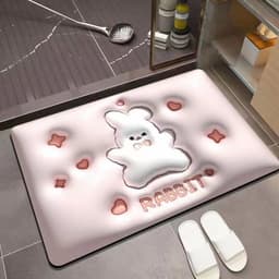 image-Bathroom Mat - Machine Washable Square Non-Slip Pad