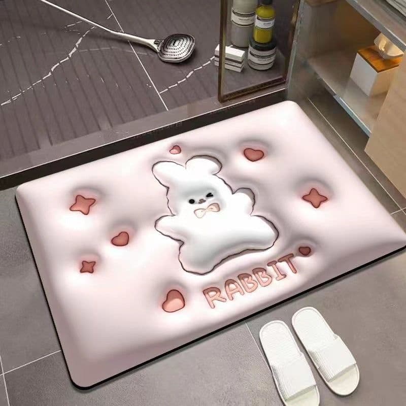 image-Bathroom Mat - Machine Washable Square Non-Slip Pad