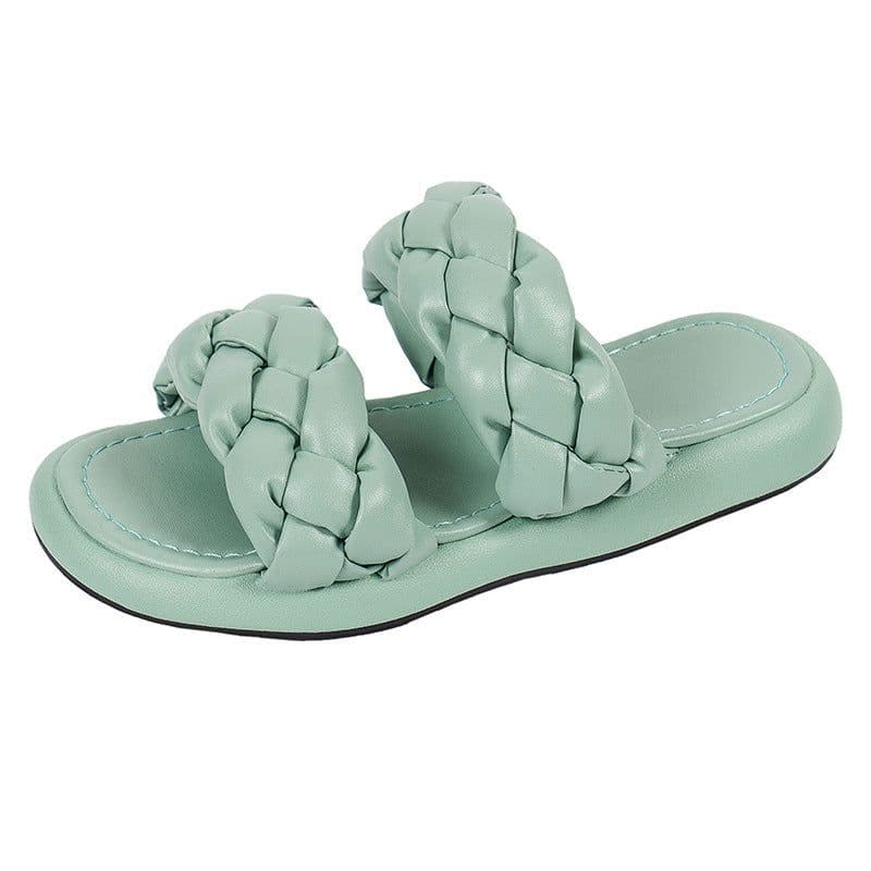 image-Women's 2021 Summer Beach Sandals - Thick Bottom Roman Style - Black PU