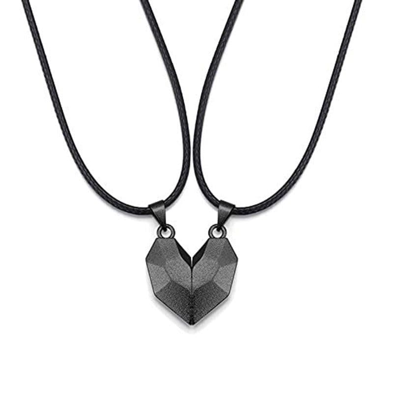 image-Longrui Love Magnet Couple Necklace - Black Heart