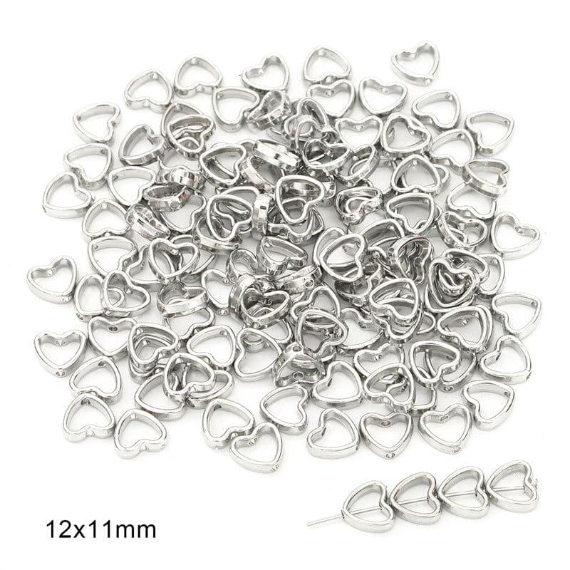 image-DIY Plastic Resin Heart Shape Beads - 25pcs Gold/White/K Set