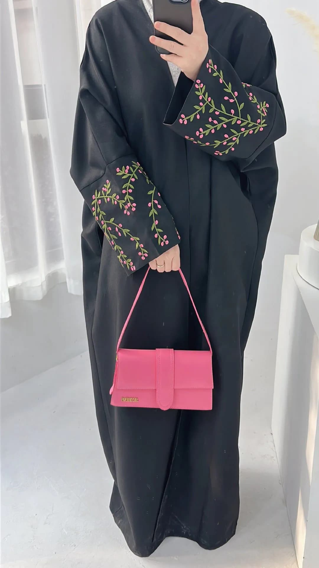 image-Loriya 2024 Elegant Black Cardigan Robe Long Sleeves XXL