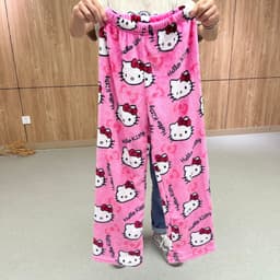 image-Flannel Cartoon Hello Kitty Pajama Pants - Pink