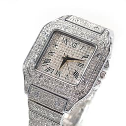 image-Men's Square Quartz Watch - Gold 45mm Roman Dial