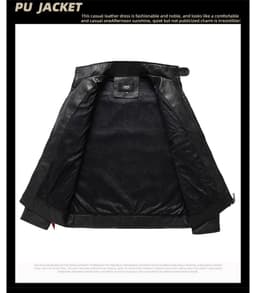 image-Men's PU Leather Jacket - Slim Fit Vintage Black