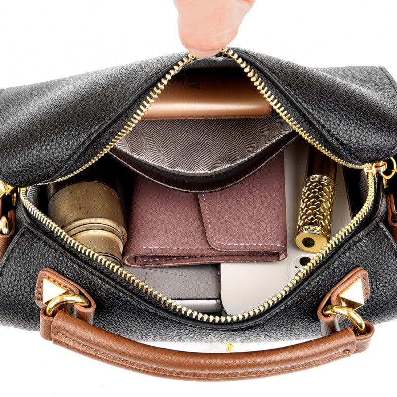 image-Boston Shoulder Bag - Black PU Casual