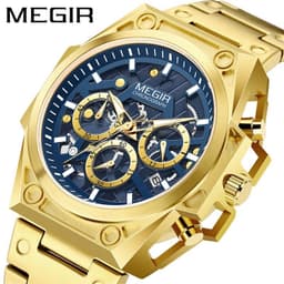 image-MEGIR 47mm Men's Sports Watch - Multi-Function Waterproof Silver Dial 50m