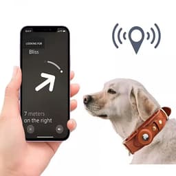 image-Dog Collar with AirTag Holder - Leather Apple Tracking