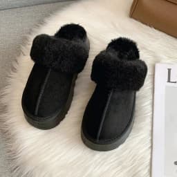 image-Size 42 snow boots, fur integrated fur slippers for women, 2023 new style Baotou flat-soled half-slip thick-soled cotton shoes