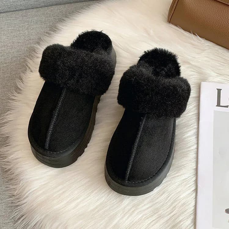 image-Size 42 snow boots, fur integrated fur slippers for women, 2023 new style Baotou flat-soled half-slip thick-soled cotton shoes