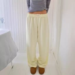 image-Women's Striped Wide-leg Trousers - Light Blue Casual